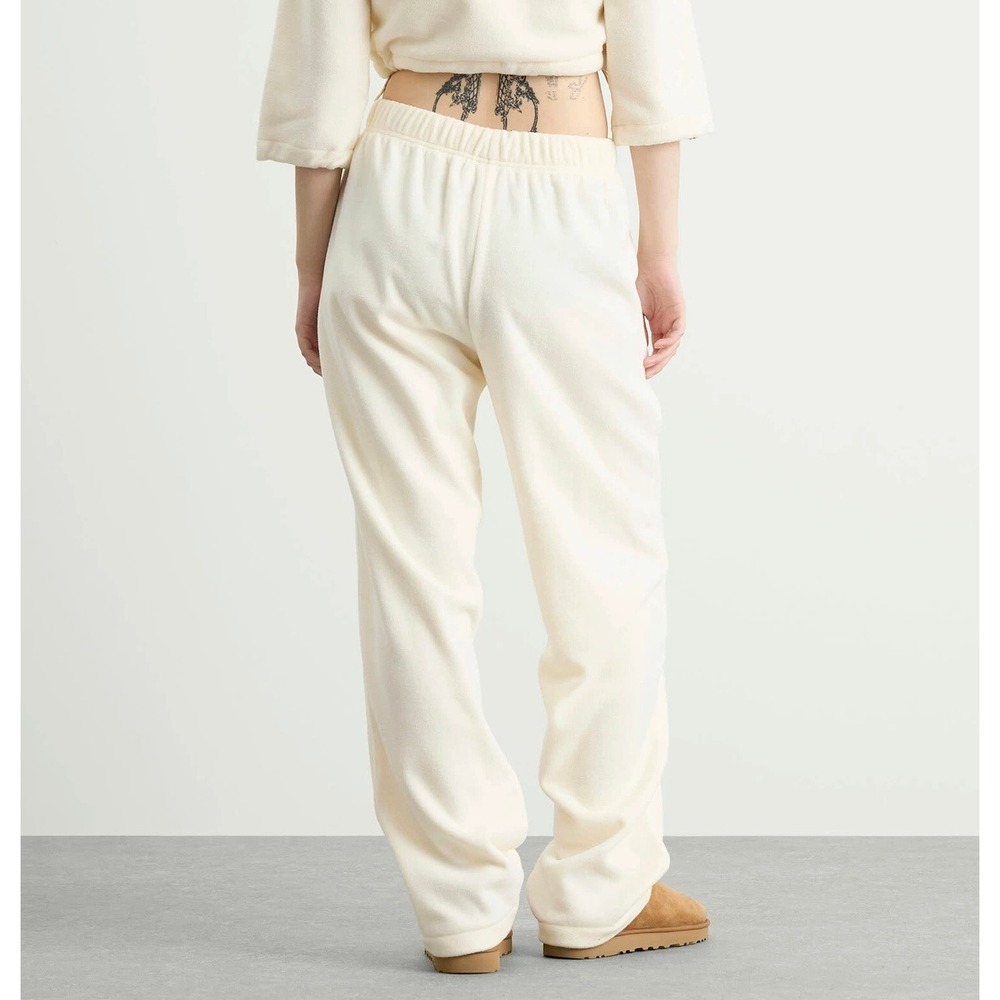 SKIMS Women Fleece Lounge Cargo Pants Ecru Off White Straight Leg Sweatpants - Picture 3 of 5